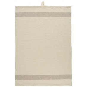 Ib Laursen Viskestykke natur med taupe striber i enderne 50x70 cm