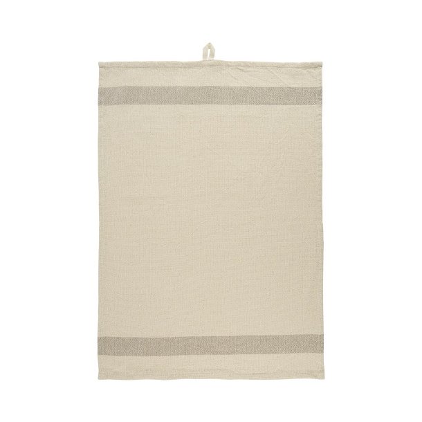 Ib Laursen Viskestykke natur med taupe striber i enderne 50x70 cm