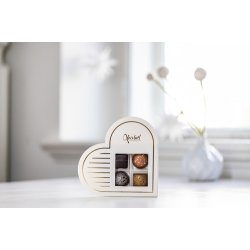 Xocolatl - Hvidt hjerte med 4 fyldte chokolader, 38g. 