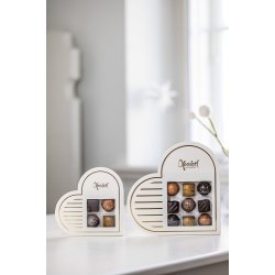 Xocolatl - Hvidt hjerte med 4 fyldte chokolader, 38g. 