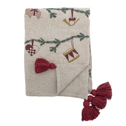Bloomingville Yule Plaid, Natur, Genanvendt Bomuld160x130 cm.