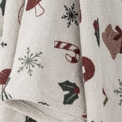  Bloomingville Yule Plaid, Natur, Genanvendt Bomuld 160x130 cm.