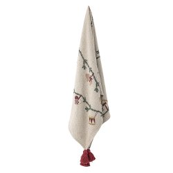 Bloomingville Yule Plaid, Natur, Genanvendt Bomuld160x130 cm.