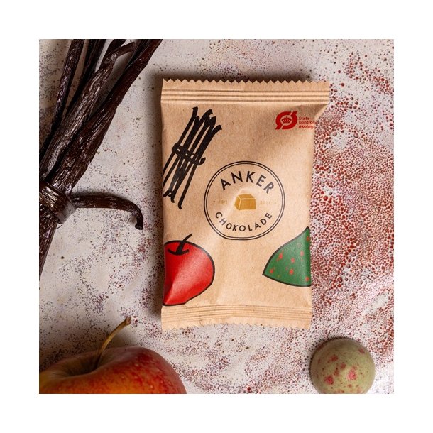Anker Chokolade Flowpack - Danske �bler / brunet sm�r / hvid chokolade 9g 