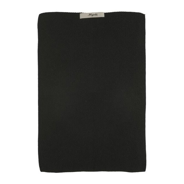 Ib Laursen Hndklde Mynte strikket Pure Black 40x60 cm.