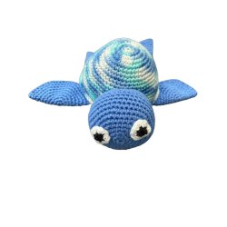 Hklet skildpadde rangle - 16 cm - bl