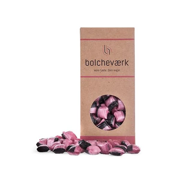 BOLCHEVRK - Hindbr og lakrids - sukkerfrie bolcher 100g. 