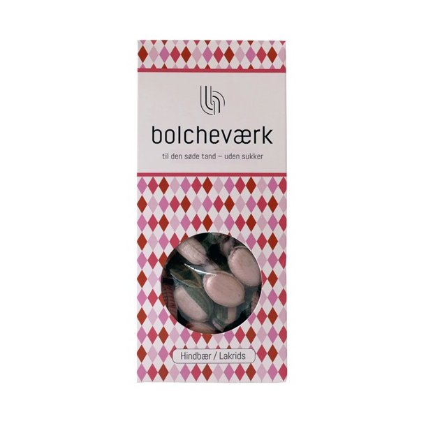 BOLCHEVÆRK - Hindbær og lakrids - sukkerfrie bolcher 100g. 