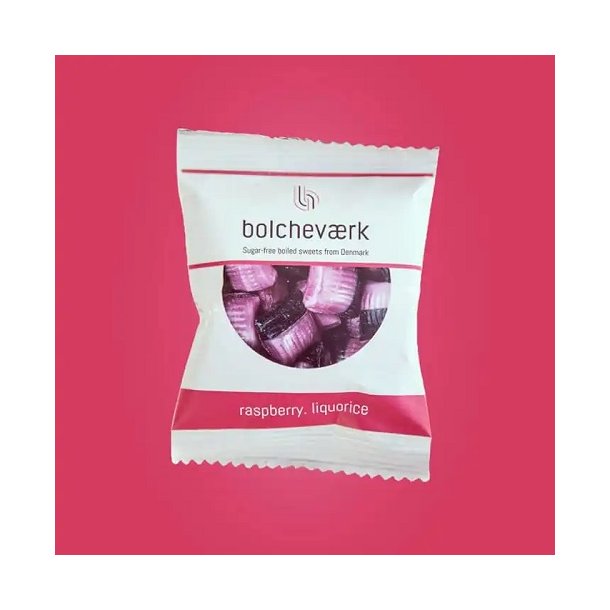 BOLCHEVRK - Hindbr og lakrids - sukkerfrie bolcher flowpack 12g  