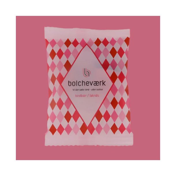 BOLCHEVRK - Hindbr og lakrids - sukkerfrie bolcher flowpack 12g  
