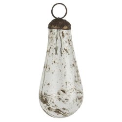 Ib Laursen Julekugle drbeformet i pebbled klart glas