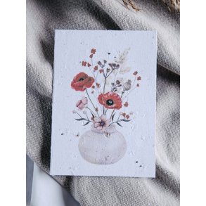 Spirpapir - Kort med rd buket - kort der spirer og blomstrer 