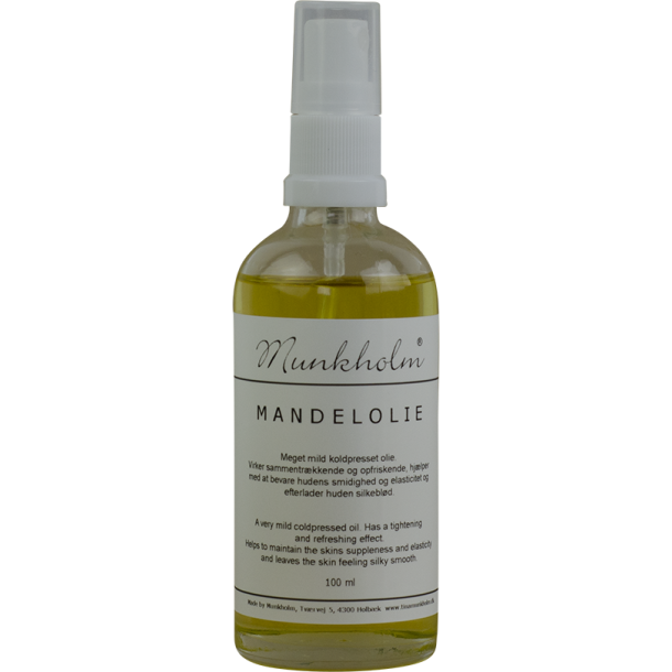 Munkholm mandelolie i glasflaske med pumpe 100ml