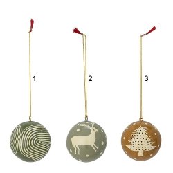 Bloomingville -Julekugle Mia til ophng, Grn, Papmache 3 varianter - 1 stk.