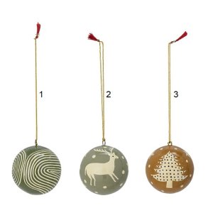  Bloomingville -Julekugle Mia til ophng, Grn, Papmache 3 varianter - 1 stk.