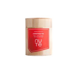 Julekurv med te, julelikør, servietter og chokolade