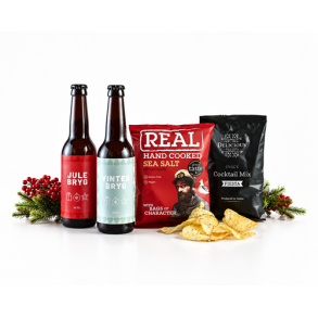 Julebryg 2026 � Gavepose med 2 jule�l, chips & n�dder