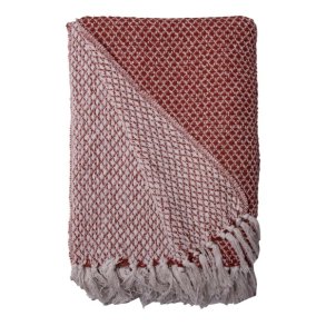 Au Maison  - Plaid- tppe -Nets-Rust/White, 130x180 cm