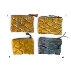 Ib Laursen Quiltet pung 4 ass UNIKA syet af stofrester, gyldne nuancer, 1 stk