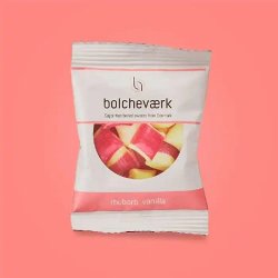 BOLCHEVRK - Rabarber &amp; vanilje  Sukkerfri bolcher flowpack 12g. 