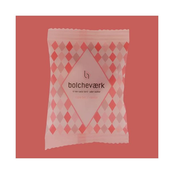 BOLCHEVRK - Rabarber &amp; vanilje  Sukkerfri bolcher flowpack 12g. 