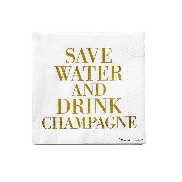 Bloomingville - Lolly serviet, Save Water and Drink Champagne - 20 stk
