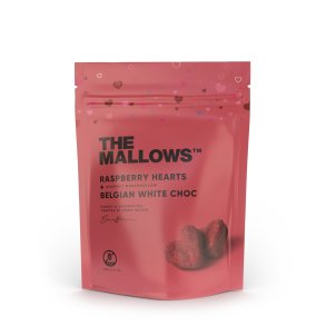 Mallow Hearts - Raspberry & white chocolate 90g.