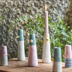 Speedtsberg Vase and, st med 2 rosa og bl 4x10 cm