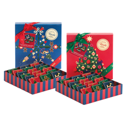 Gavekurv i bast med rdvin, julegarder og masser af juleslik