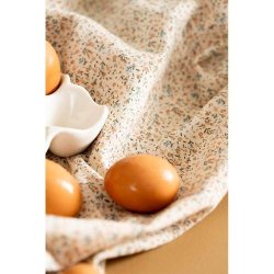 Ib Laursen - Viskestykke Naja natur med rosa og bl  blomster 50x70 cm.