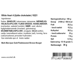 Xocolatl - Hvidt hjerte med 4 fyldte chokolader, 38g. 